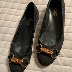 Gucci Black Fabric Ballet Flats